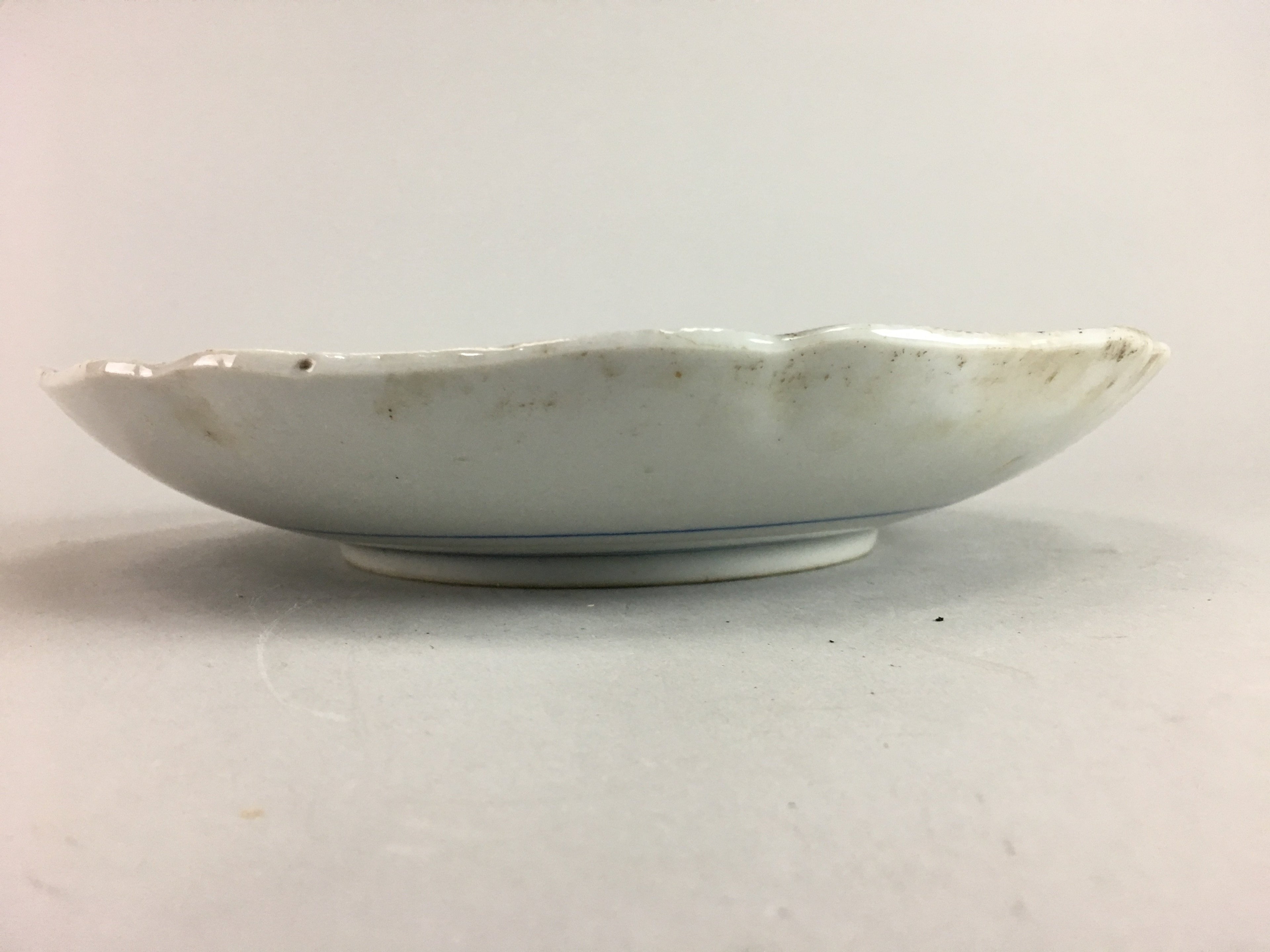 Japanese Sometsuke Porcelain Plate Vtg Floral Flower Vine Leaf Blue White PT490