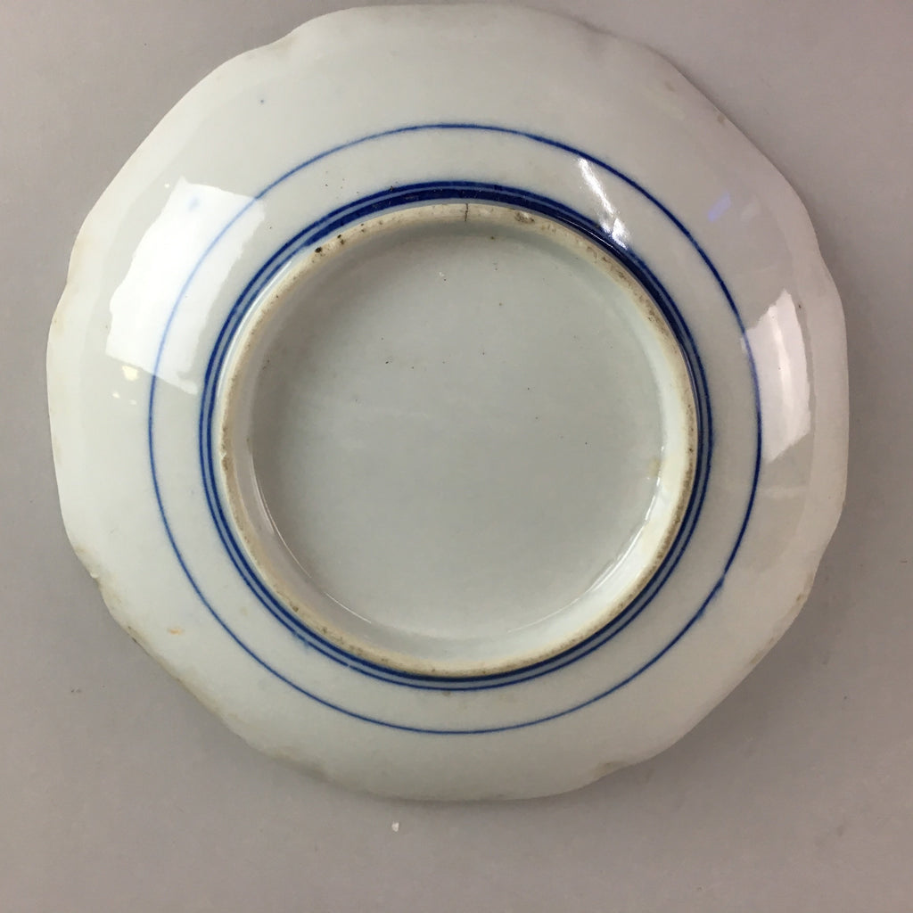 Japanese Sometsuke Porcelain Plate Vtg Floral Flower Vine Leaf Blue White PT490