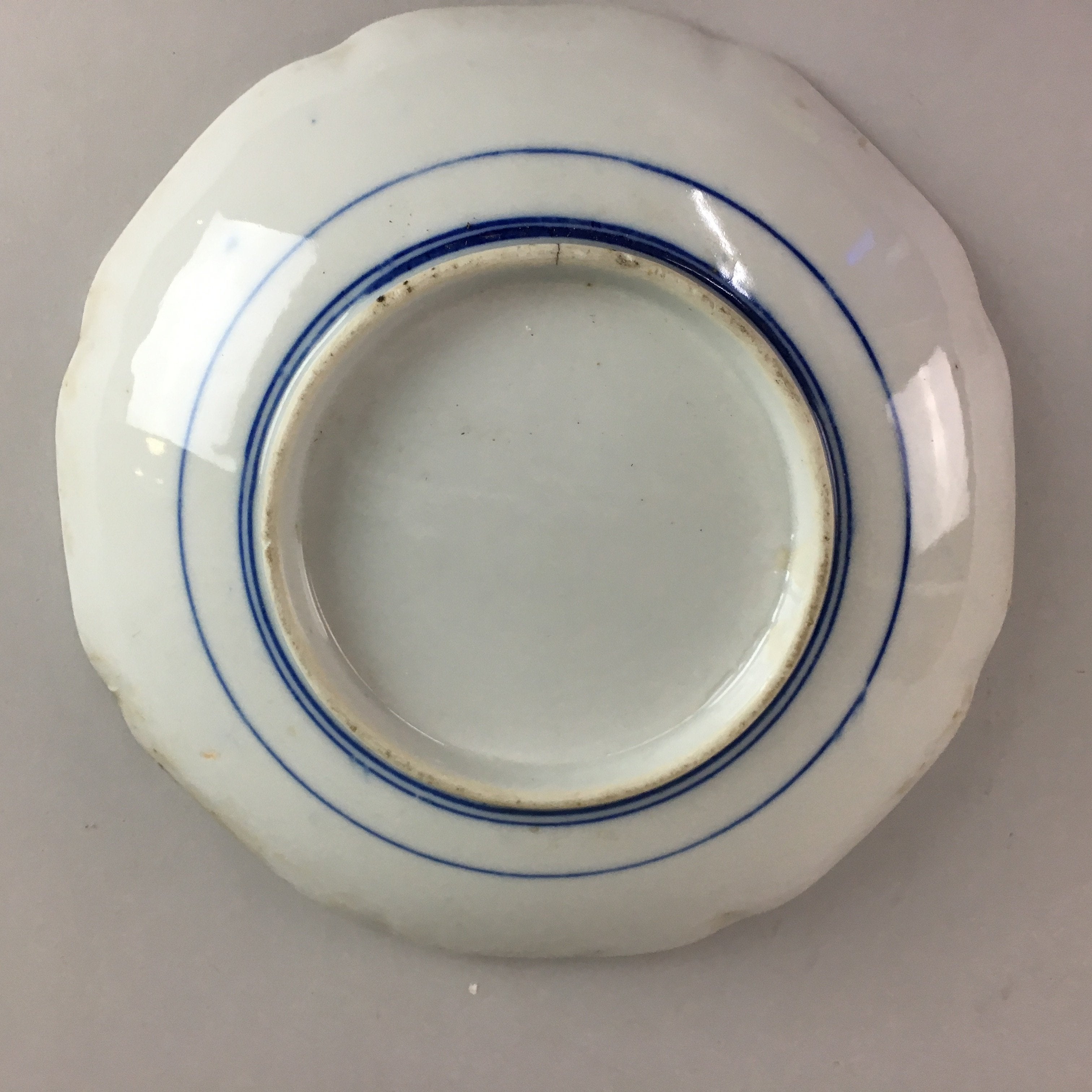 Japanese Sometsuke Porcelain Plate Vtg Floral Flower Vine Leaf Blue White PT490
