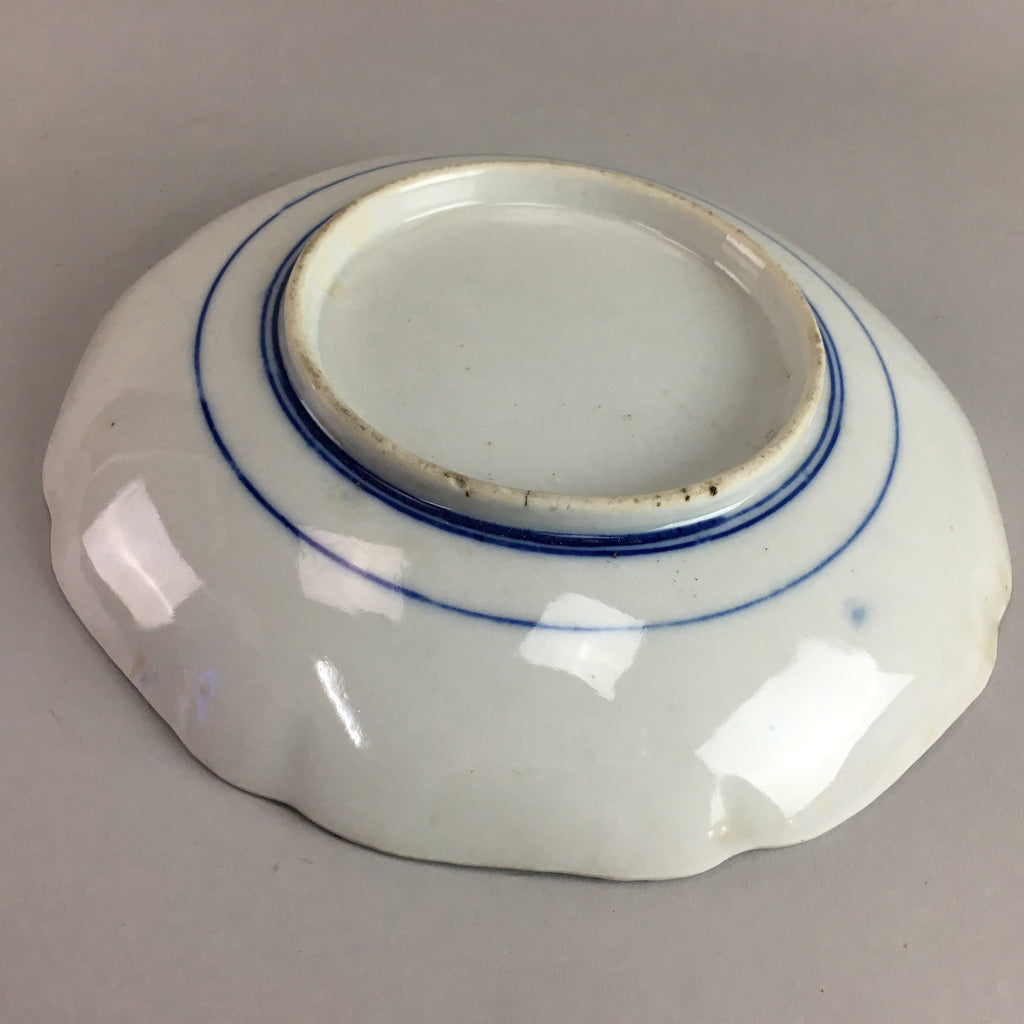 Japanese Sometsuke Porcelain Plate Vtg Floral Flower Vine Leaf Blue White PT490