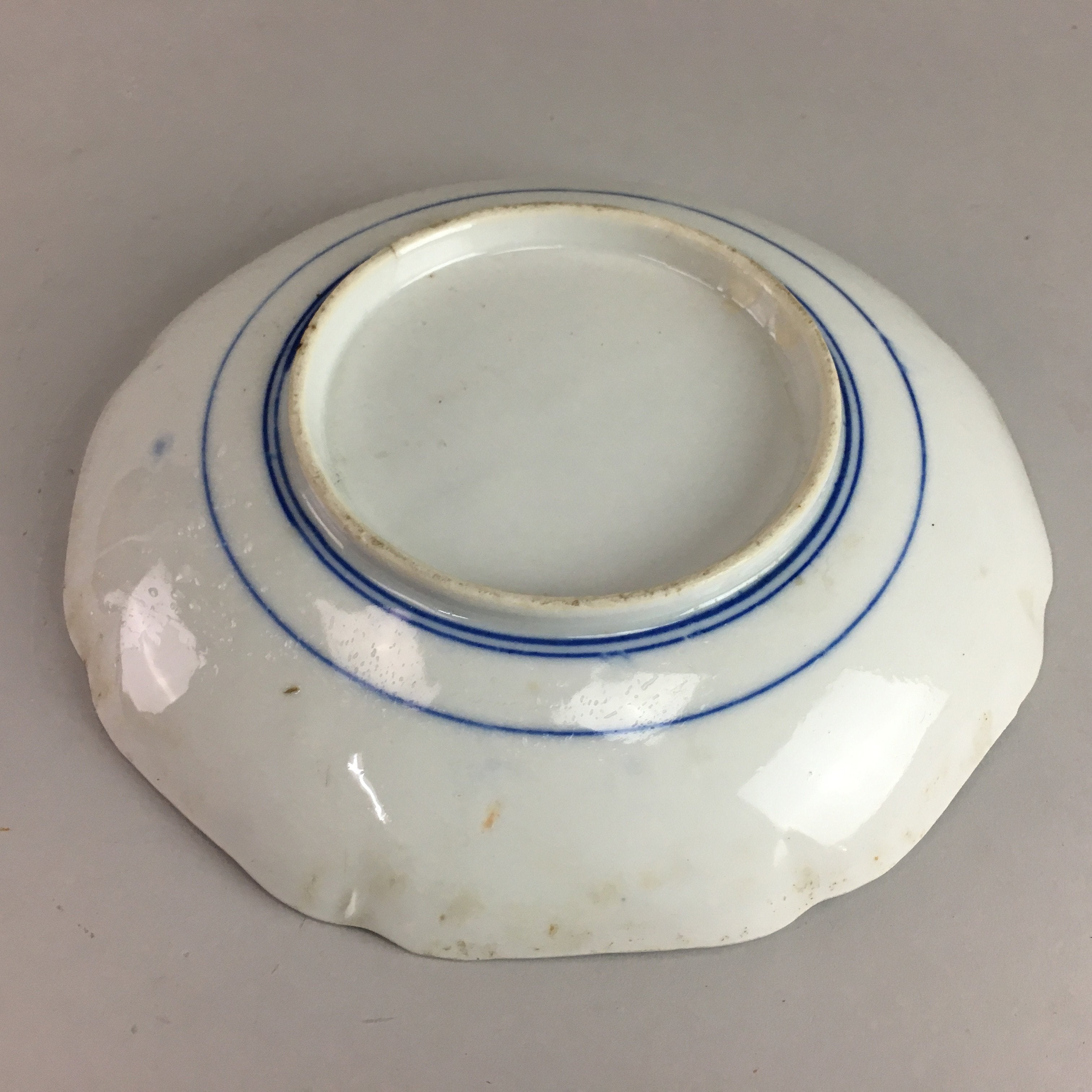 Japanese Sometsuke Porcelain Plate Vtg Floral Flower Vine Leaf Blue White PT490