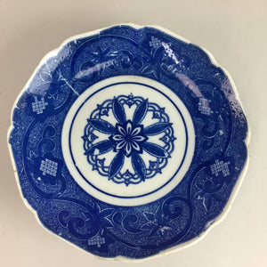 Japanese Sometsuke Porcelain Plate Vtg Floral Flower Vine Leaf Blue White PT490