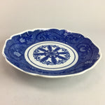 Japanese Sometsuke Porcelain Plate Vtg Floral Flower Vine Leaf Blue White PT491