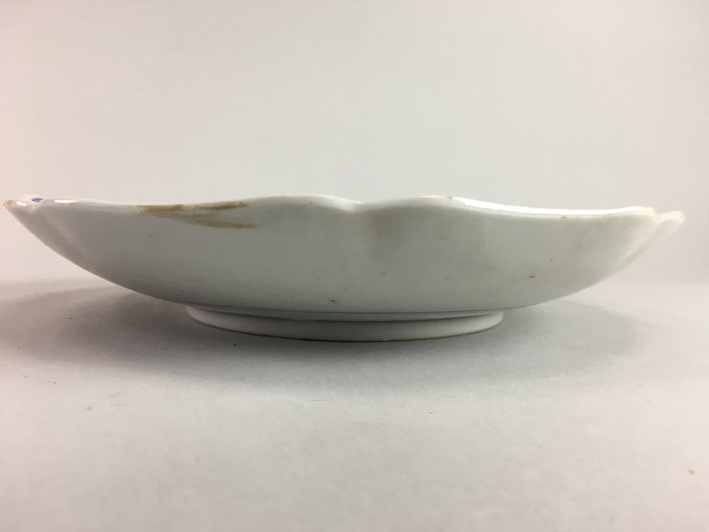 Japanese Sometsuke Porcelain Plate Vtg Floral Flower Vine Leaf Blue White PT491