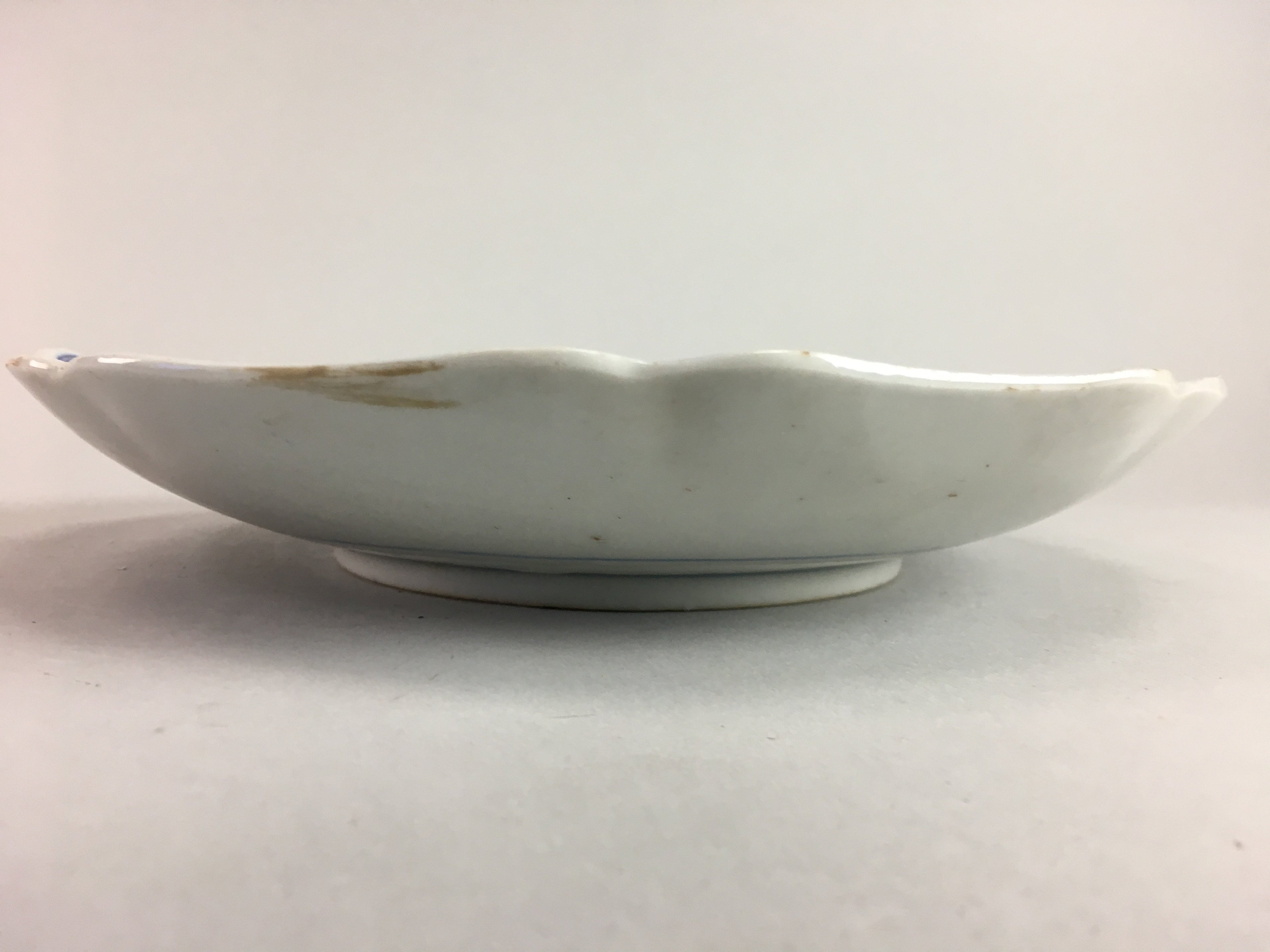 Japanese Sometsuke Porcelain Plate Vtg Floral Flower Vine Leaf Blue White PT491