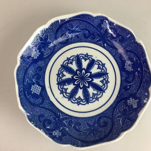 Japanese Sometsuke Porcelain Plate Vtg Floral Flower Vine Leaf Blue White PT491