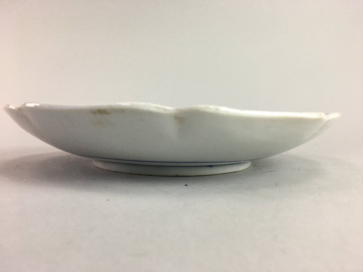 Japanese Sometsuke Porcelain Plate Vtg Floral Flower Vine Leaf Blue White PT492