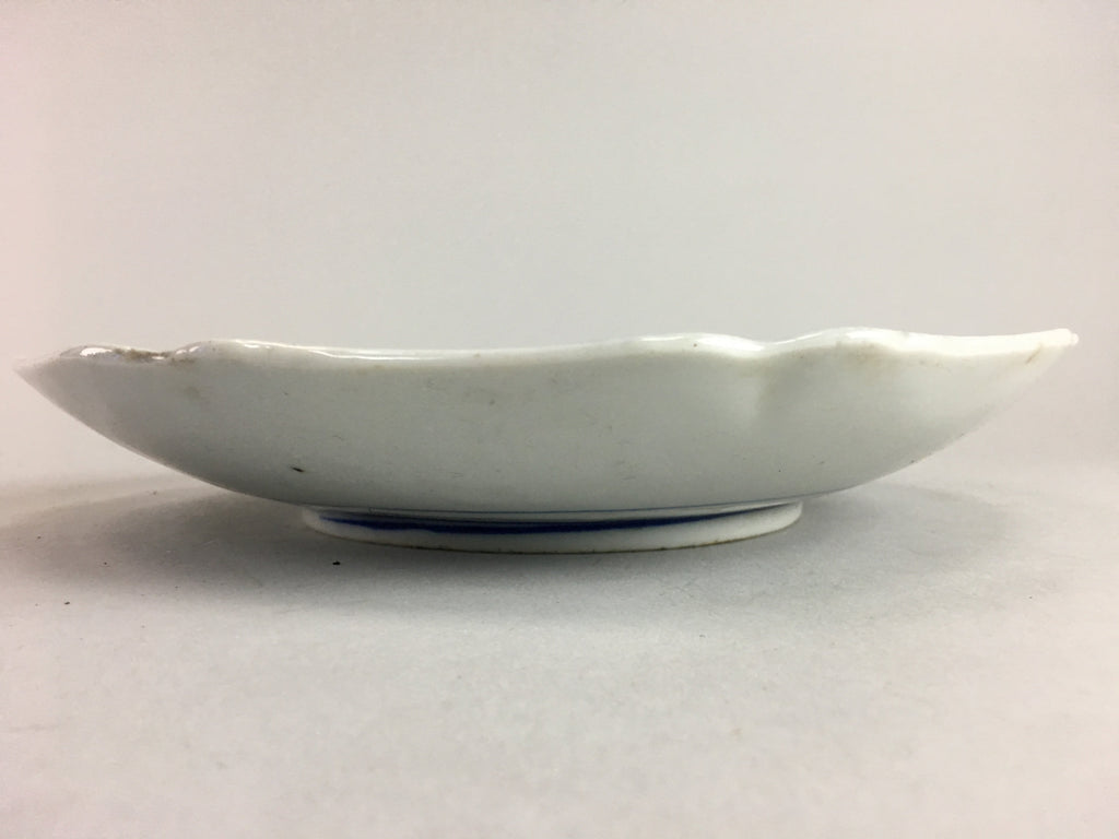 Japanese Sometsuke Porcelain Plate Vtg Floral Flower Vine Leaf Blue White PT492
