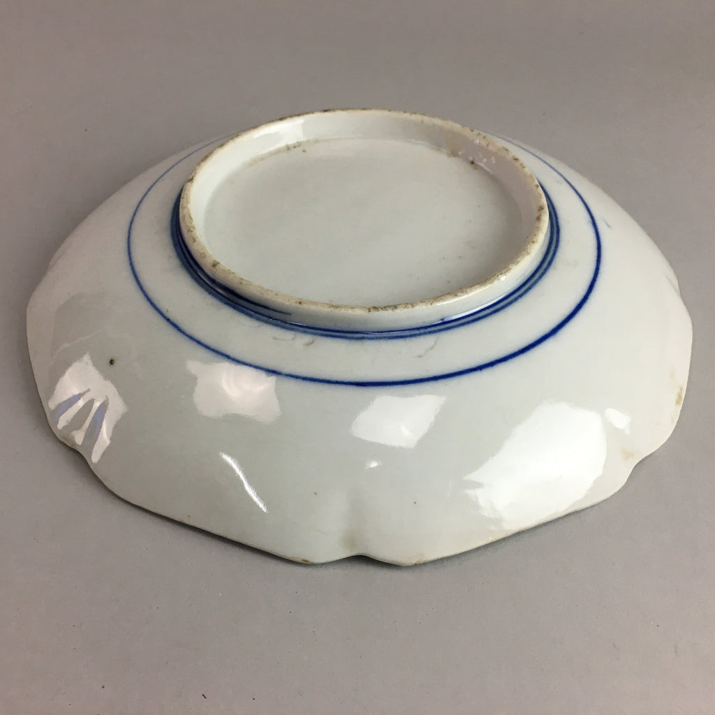 Japanese Sometsuke Porcelain Plate Vtg Floral Flower Vine Leaf Blue White PT492
