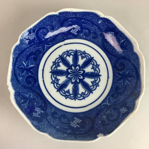 Japanese Sometsuke Porcelain Plate Vtg Floral Flower Vine Leaf Blue White PT492