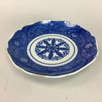 Japanese Sometsuke Porcelain Plate Vtg Floral Flower Vine Leaf Blue White PT504