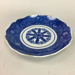 Japanese Sometsuke Porcelain Plate Vtg Floral Flower Vine Leaf Blue White PT504