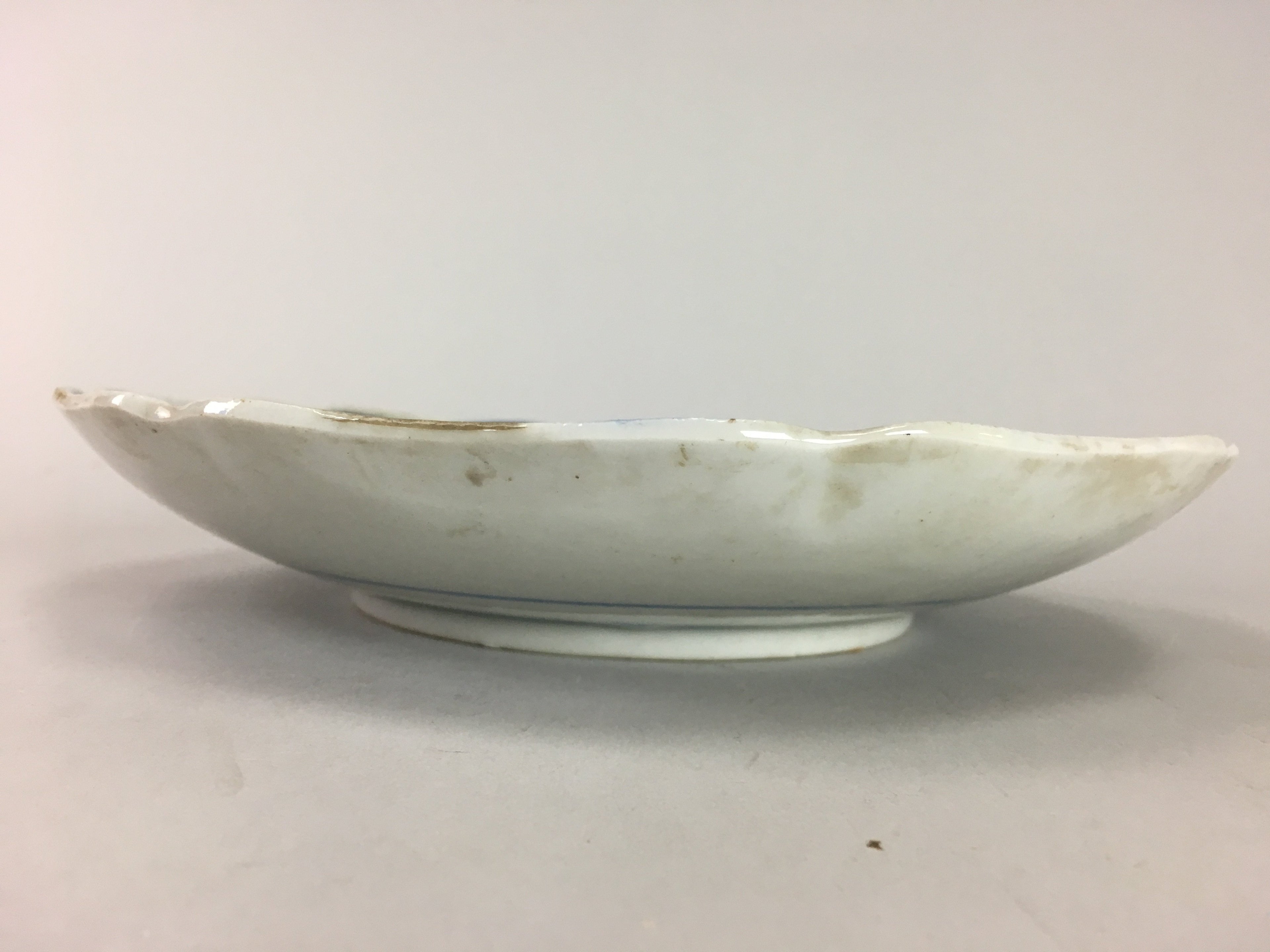 Japanese Sometsuke Porcelain Plate Vtg Floral Flower Vine Leaf Blue White PT504