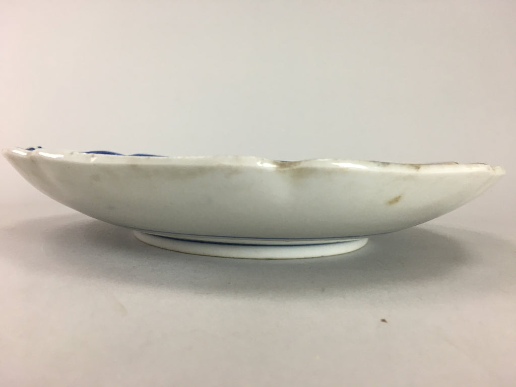 Japanese Sometsuke Porcelain Plate Vtg Floral Flower Vine Leaf Blue White PT504