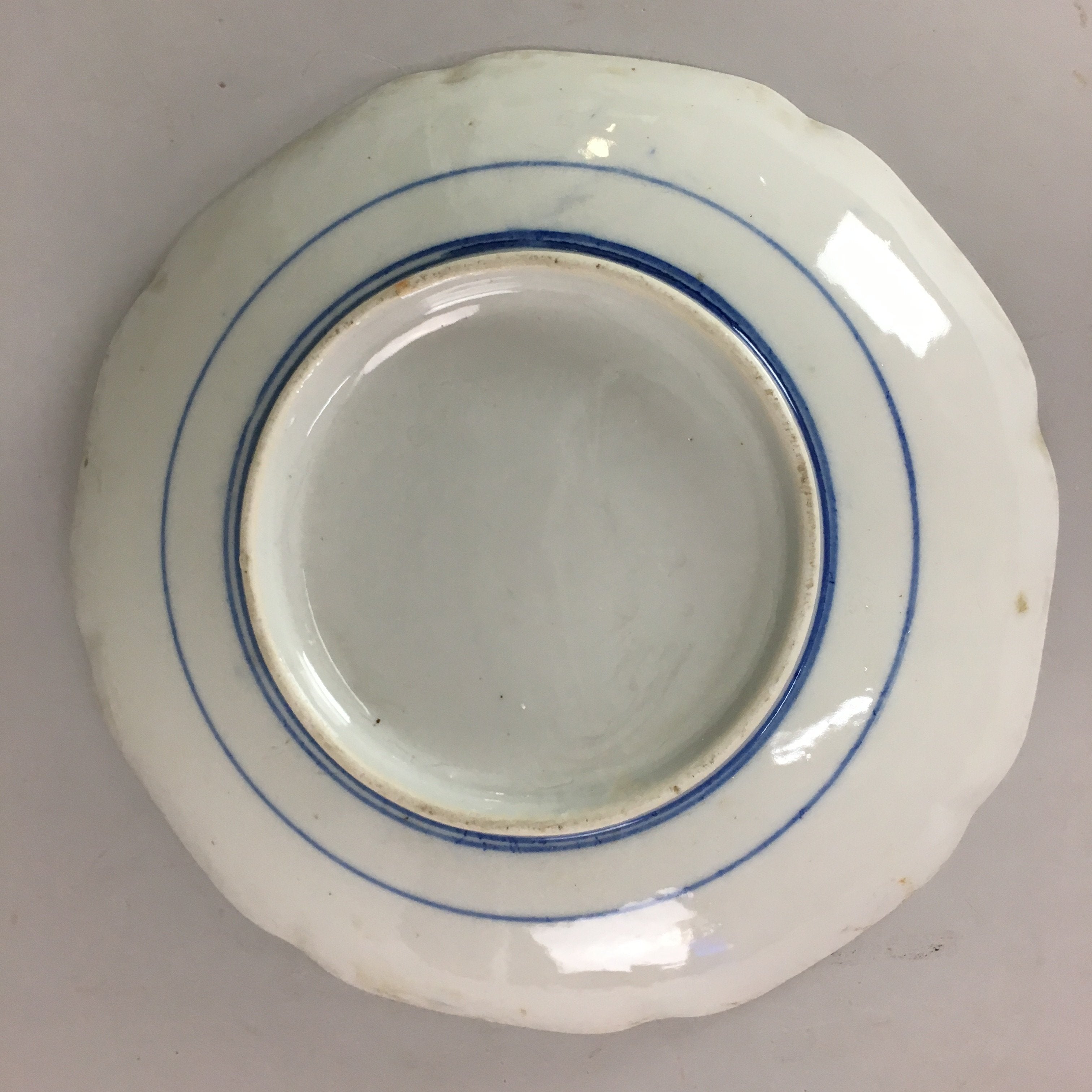 Japanese Sometsuke Porcelain Plate Vtg Floral Flower Vine Leaf Blue White PT504