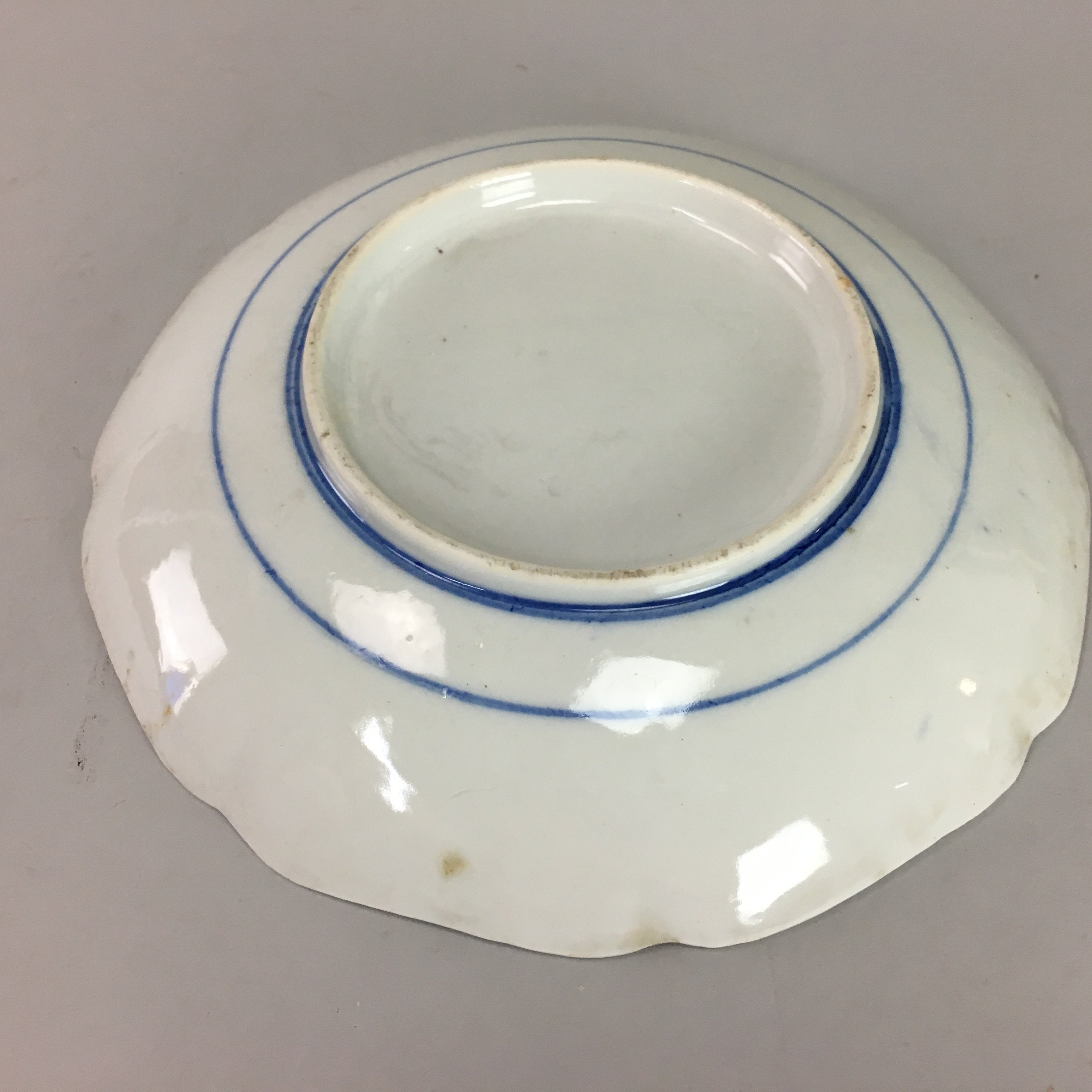 Japanese Sometsuke Porcelain Plate Vtg Floral Flower Vine Leaf Blue White PT504