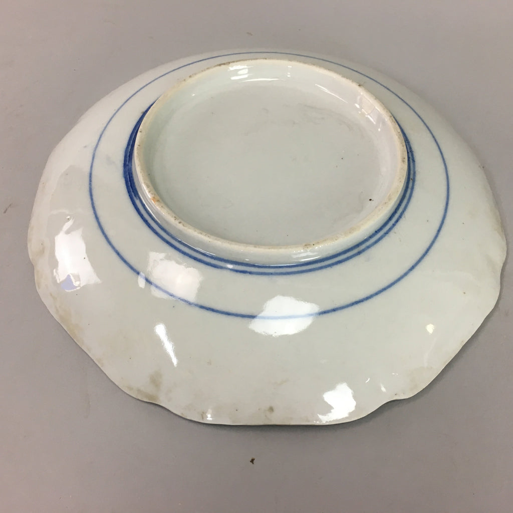 Japanese Sometsuke Porcelain Plate Vtg Floral Flower Vine Leaf Blue White PT504