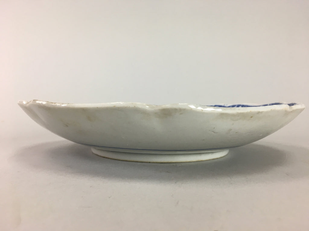 Japanese Sometsuke Porcelain Plate Vtg Floral Flower Vine Leaf Blue White PT505