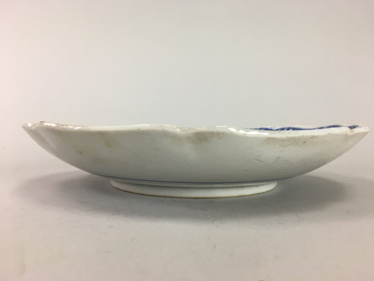 Japanese Sometsuke Porcelain Plate Vtg Floral Flower Vine Leaf Blue White PT505