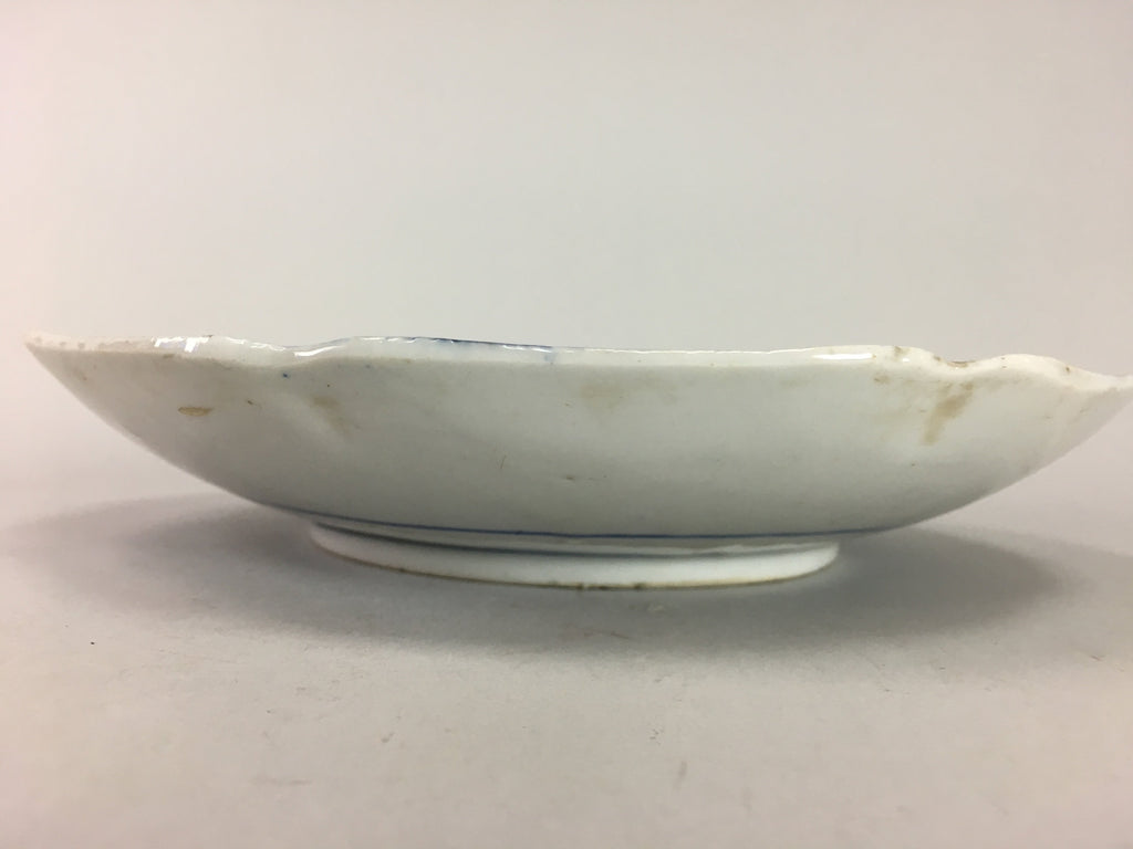 Japanese Sometsuke Porcelain Plate Vtg Floral Flower Vine Leaf Blue White PT505