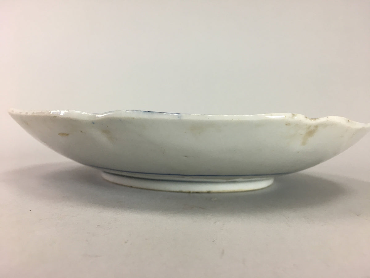 Japanese Sometsuke Porcelain Plate Vtg Floral Flower Vine Leaf Blue White PT505