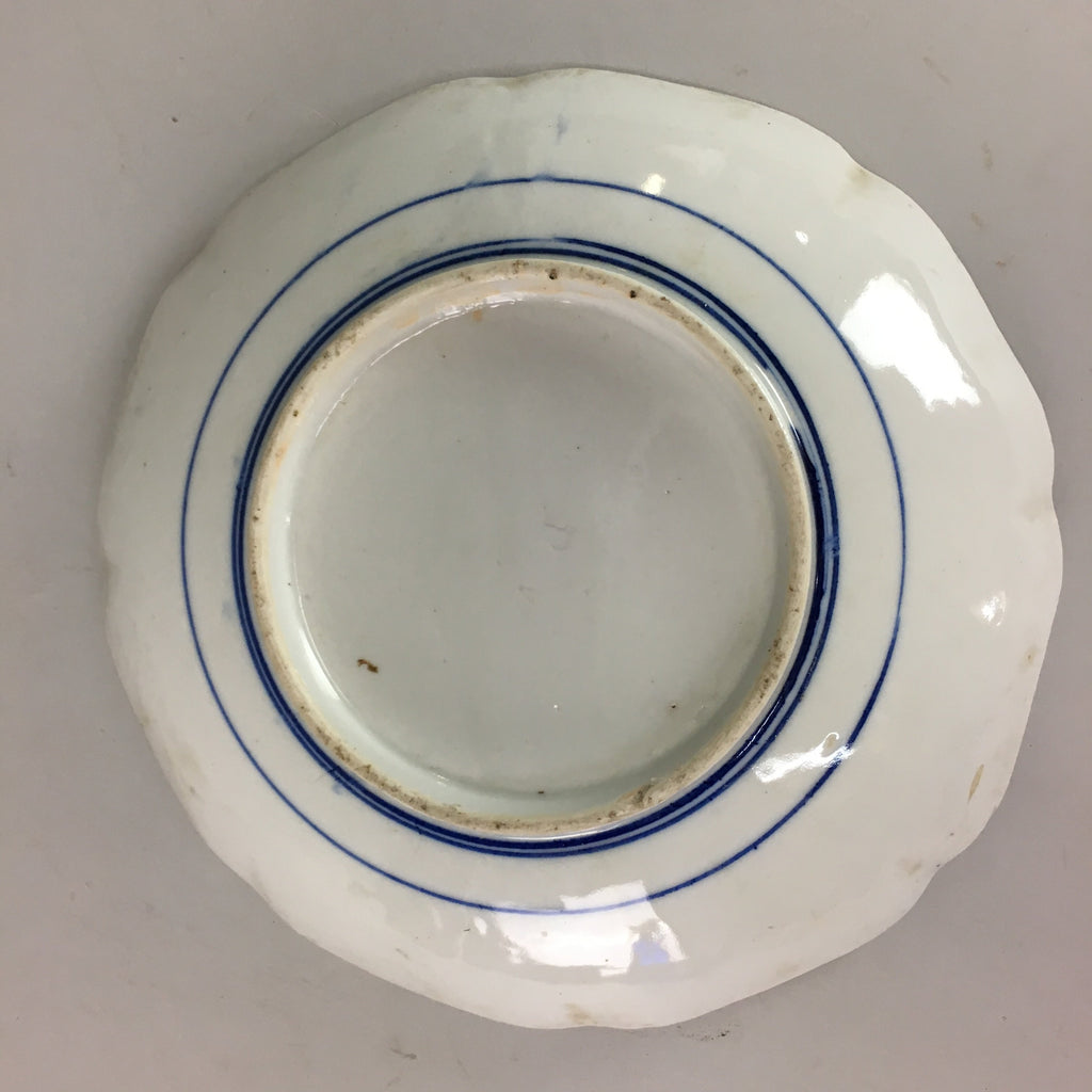 Japanese Sometsuke Porcelain Plate Vtg Floral Flower Vine Leaf Blue White PT505