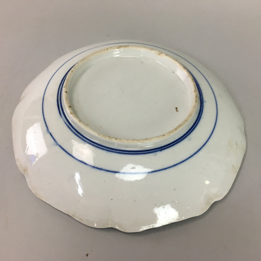 Japanese Sometsuke Porcelain Plate Vtg Floral Flower Vine Leaf Blue White PT505