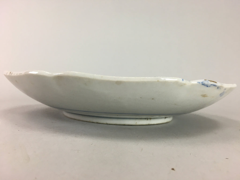 Japanese Sometsuke Porcelain Plate Vtg Floral Flower Vine Leaf Blue White PT506