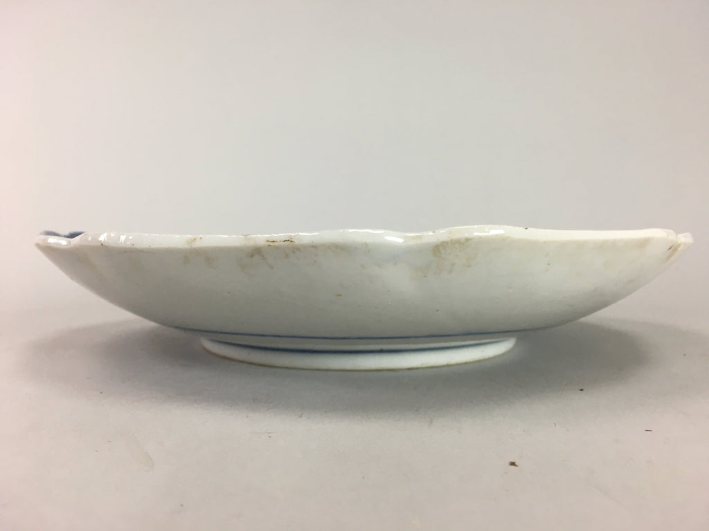 Japanese Sometsuke Porcelain Plate Vtg Floral Flower Vine Leaf Blue White PT506