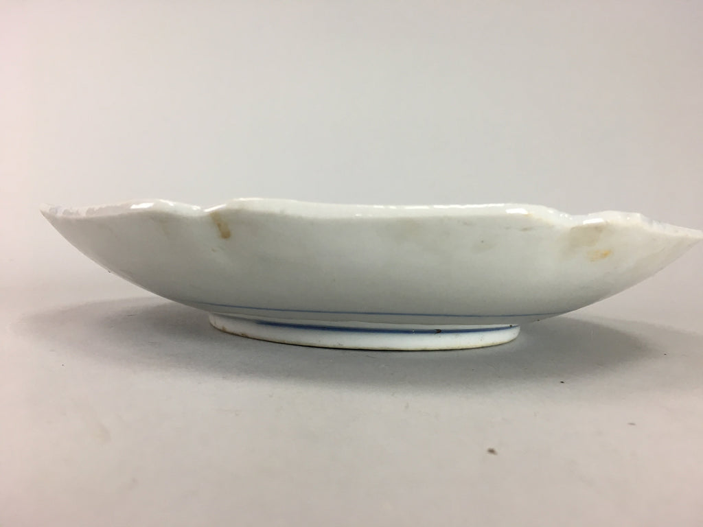 Japanese Sometsuke Porcelain Plate Vtg Floral Flower Vine Leaf Blue White PT506