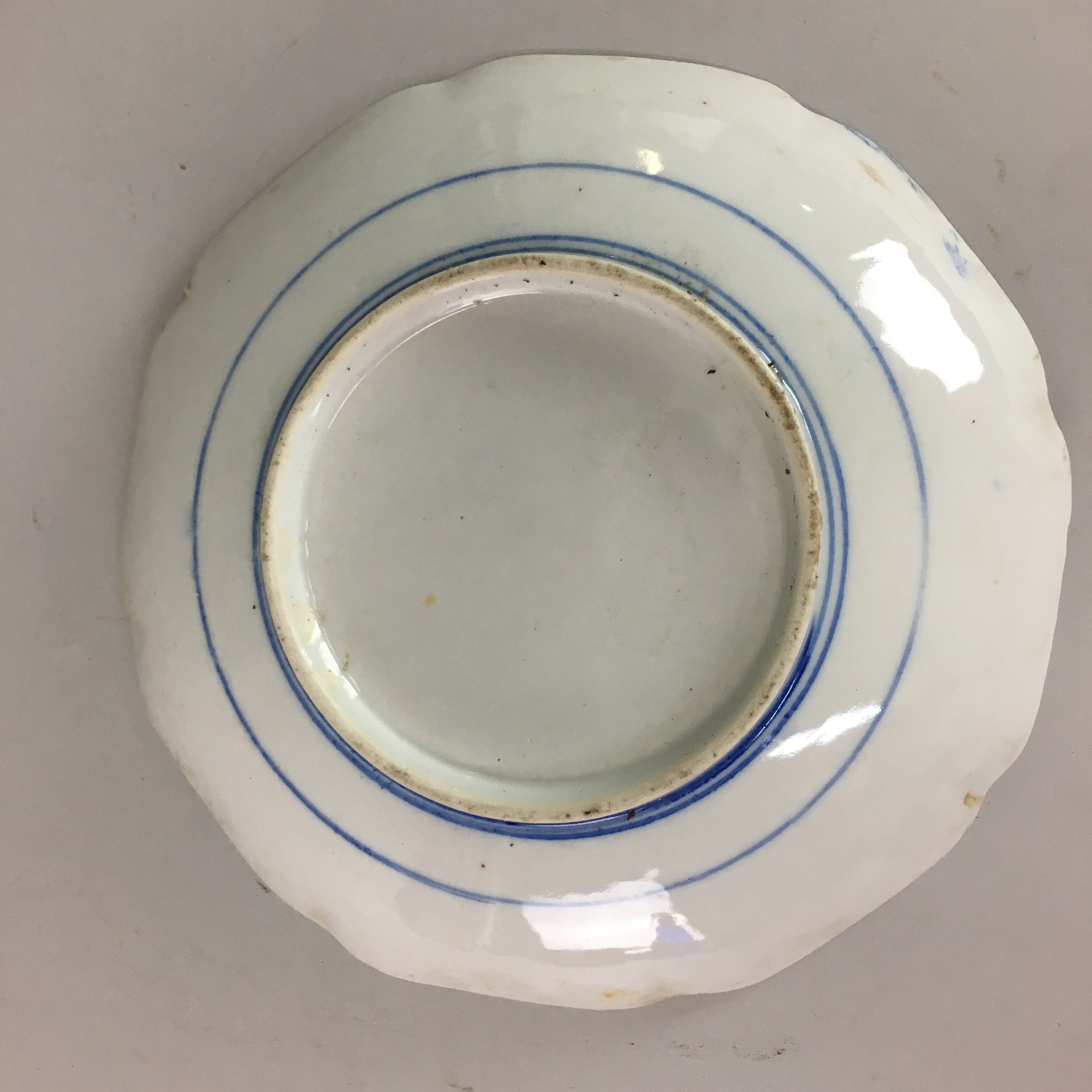 Japanese Sometsuke Porcelain Plate Vtg Floral Flower Vine Leaf Blue White PT506