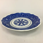 Japanese Sometsuke Porcelain Plate Vtg Floral Flower Vine Leaf Blue White PT507