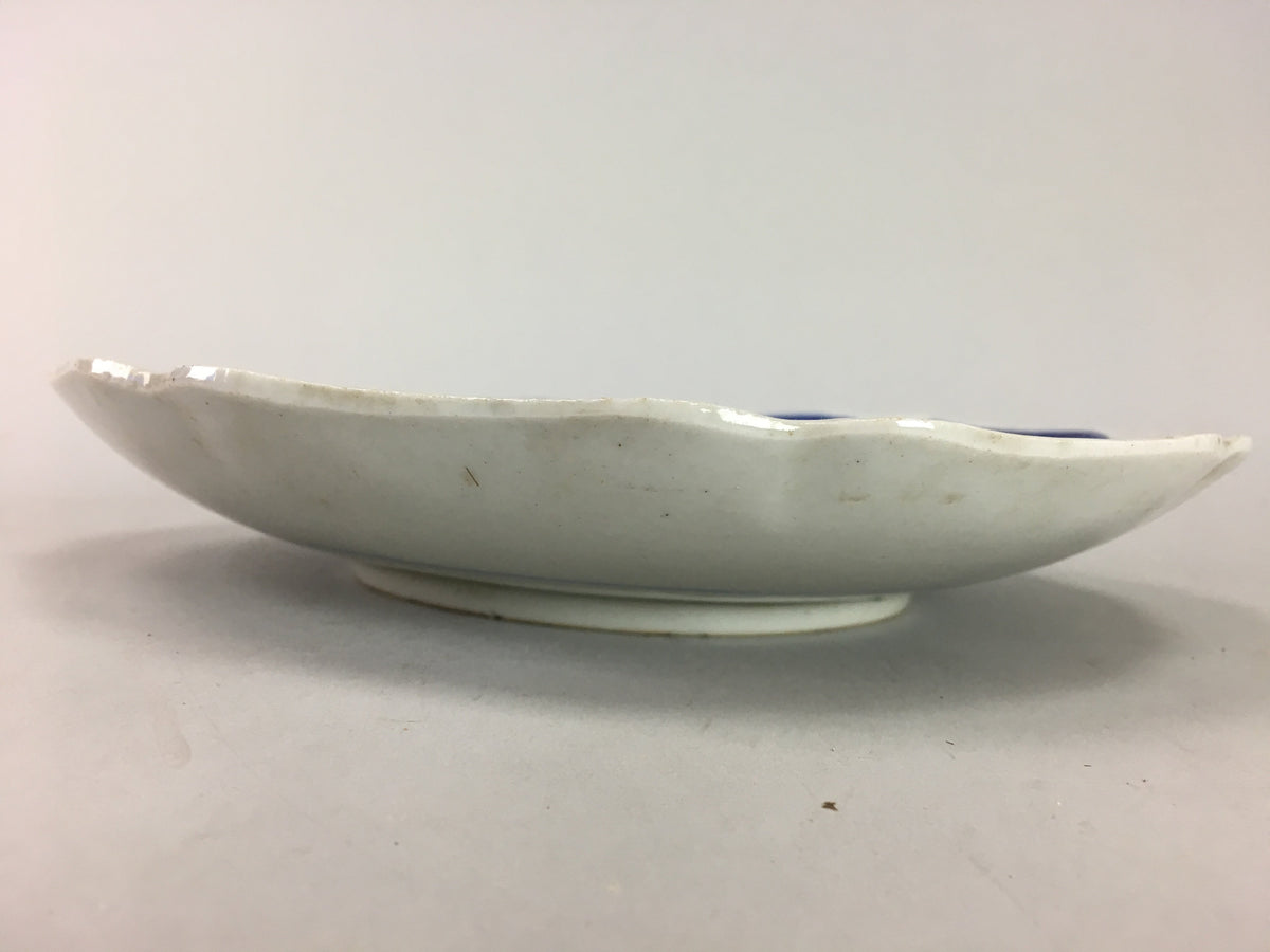Japanese Sometsuke Porcelain Plate Vtg Floral Flower Vine Leaf Blue White PT507