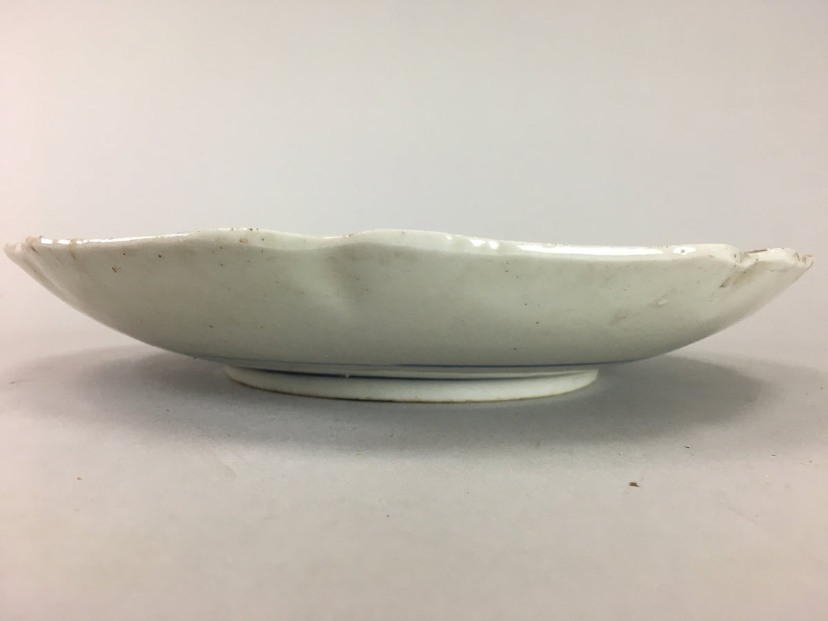 Japanese Sometsuke Porcelain Plate Vtg Floral Flower Vine Leaf Blue White PT507