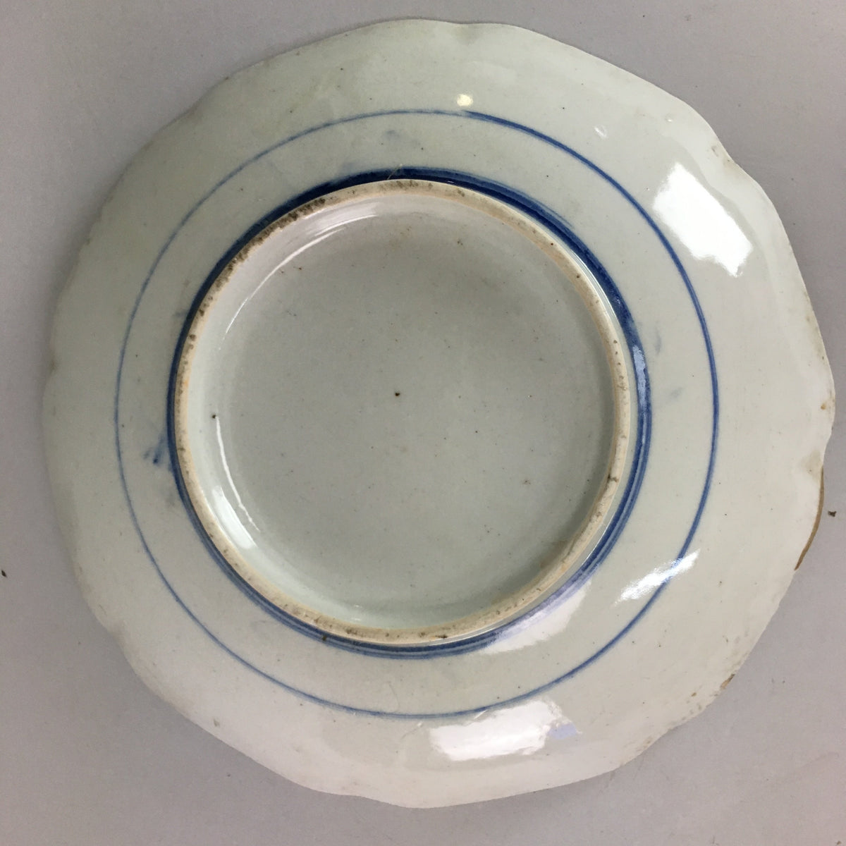 Japanese Sometsuke Porcelain Plate Vtg Floral Flower Vine Leaf Blue White PT507