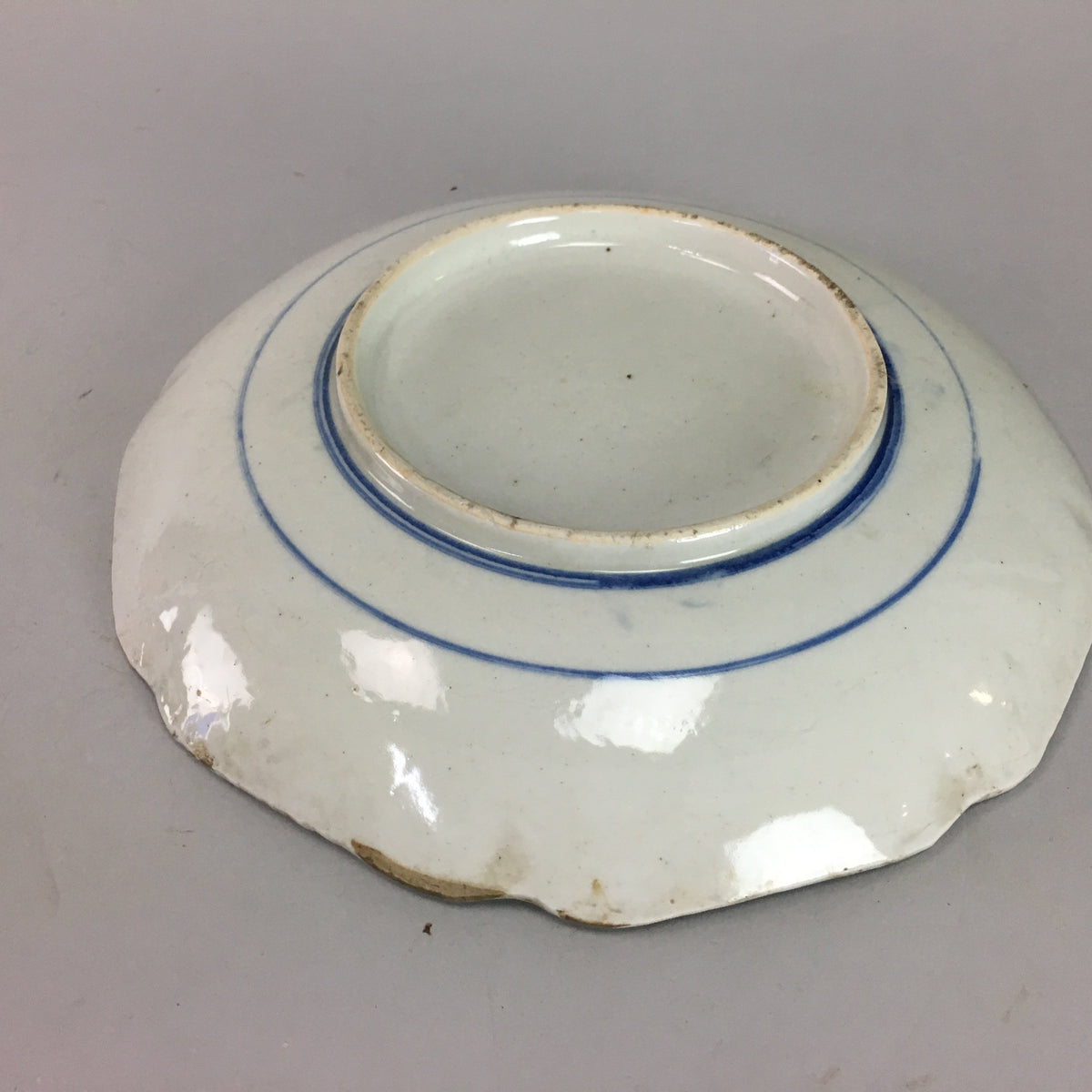 Japanese Sometsuke Porcelain Plate Vtg Floral Flower Vine Leaf Blue White PT507