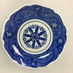 Japanese Sometsuke Porcelain Plate Vtg Floral Flower Vine Leaf Blue White PT507