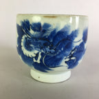 Japanese Sometsuke Porcelain Teacup Antique C1900 Yunomi Blue Dragon TC184