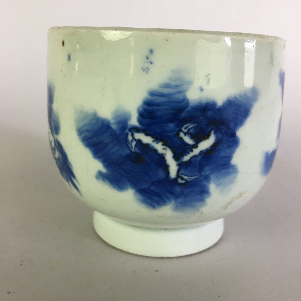Japanese Sometsuke Porcelain Teacup Antique C1900 Yunomi Blue Dragon TC184