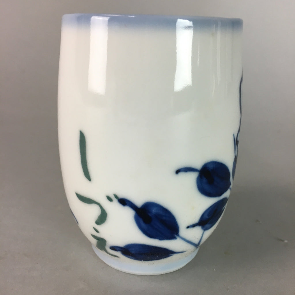 Japanese Sometsuke Porcelain Teacup Vtg Yunomi Blue White Floral Sencha TC54