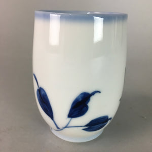 Japanese Sometsuke Porcelain Teacup Vtg Yunomi Blue White Floral Sencha TC54