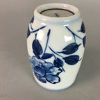 Japanese Sometsuke Porcelain Teacup Vtg Yunomi Blue White Floral Sencha TC54