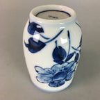 Japanese Sometsuke Porcelain Teacup Vtg Yunomi Blue White Floral Sencha TC54