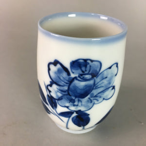 Japanese Sometsuke Porcelain Teacup Vtg Yunomi Blue White Floral Sencha TC54
