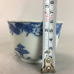 Japanese Sometsuke Porcelain Teacup Vtg Yunomi Sencha Blue Floral Design PT387