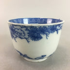 Japanese Sometsuke Porcelain Teacup Vtg Yunomi Sencha Blue Floral Design PT387