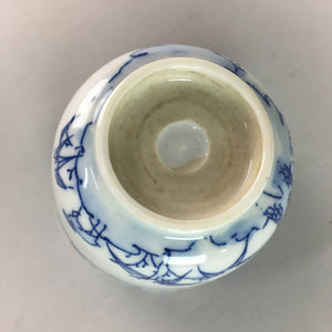 Japanese Sometsuke Porcelain Teacup Vtg Yunomi Sencha Blue Floral Design PT388