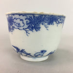 Japanese Sometsuke Porcelain Teacup Vtg Yunomi Sencha Blue Floral Design PT390