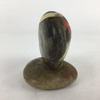 Japanese Stone Art Figurine Vtg Gray Hand-painted Daruma Ornament KF575