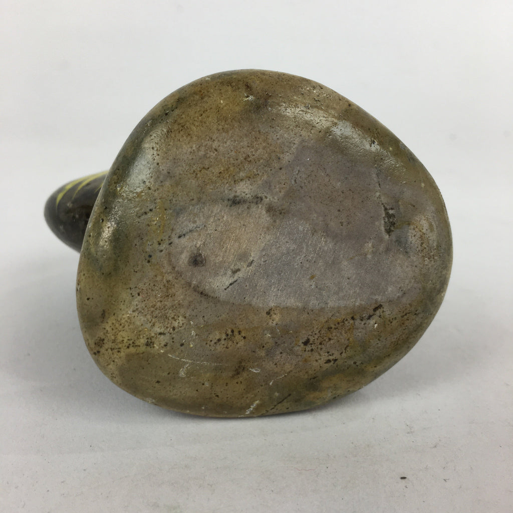 Japanese Stone Art Figurine Vtg Gray Hand-painted Daruma Ornament KF575